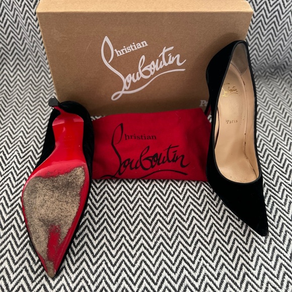 Velvet Black Louboutin Heels - Picture 3 of 5